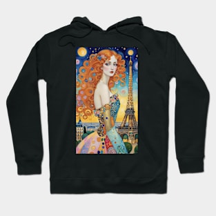 Gustav Klimt's Parisian Reverie: Inspired Eiffel Tower Hoodie